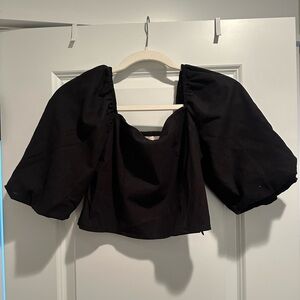 Cropped off the shoulder top- size small, black